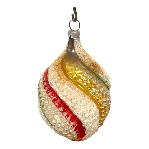 West Germany Other - Vintage West German Mercury Blown Glass Christmas Ornament Swirl White Red Gold